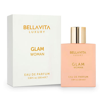 Bellavita Luxury Glam Eau de Parfum | 100 ml (3.4 fl.oz.) | Perfume for Women | White Floral, African Orange, Jasmine, 3.40 Ounce / 100 ml