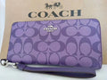 COACH Long Zip Wallet with Strap Purple Signature C4452 New